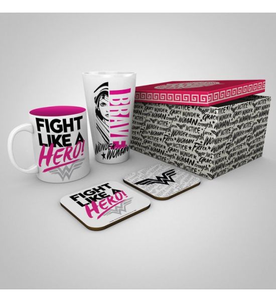 DC Comics: Fight Like A Hero Mug, 400ml Glass & 2 Coasters Collectable Gift Box Preorder