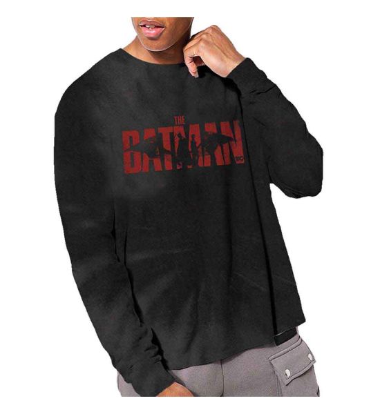 DC Comics: The Batman Logo (Dip Dye, Dye Wash) - Black Long Sleeve T-Shirt