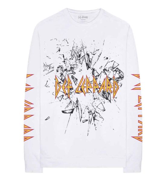 Def Leppard: Shatter (Sleeve Print) - White Long Sleeve T-Shirt