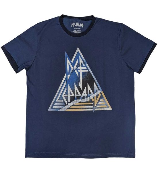 Def Leppard: Triangle Logo - Denim Blue T-Shirt