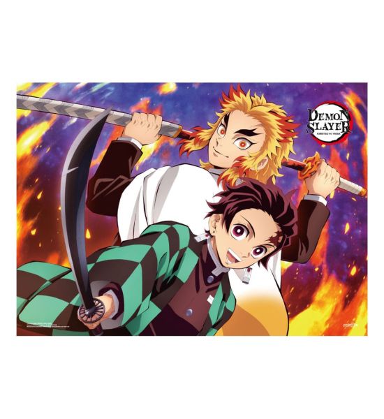 Demon Slayer: Kimetsu no Yaiba Fabric Poster Tanjiro & Kyojuro Rengoku (84x118cm) Preorder