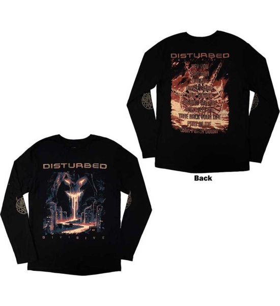 Disturbed: European Tour '23 Divisive (Back Print & Ex-Tour) - Black Long Sleeve T-Shirt