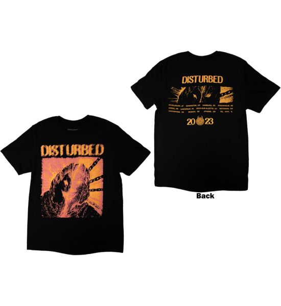 Disturbed: European Tour '23 Split Face (Back Print & Ex-Tour) - Black T-Shirt