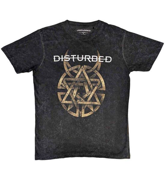 Disturbed: Riveted (Dip Dye, Mineral Wash, Dye Wash) - Charcoal Grey T-Shirt