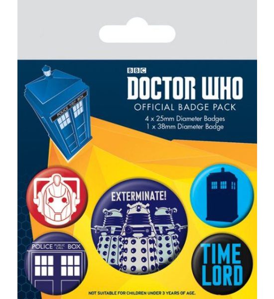 Doctor Who: Exterminate Pin-Back Buttons 5-Pack