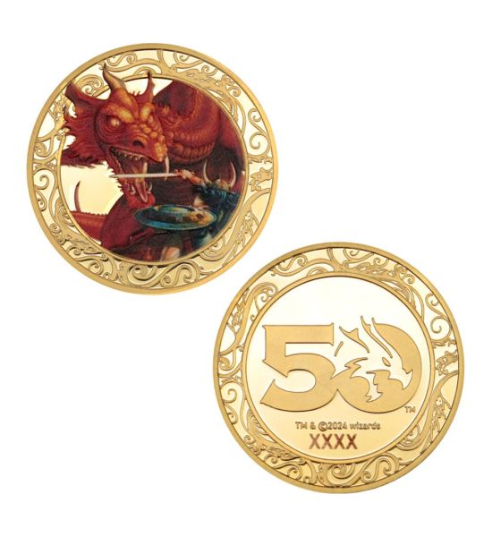 Dungeons & Dragons: 50th Anniversary 24k Gold Plated Coin w/ Colour Print Preorder