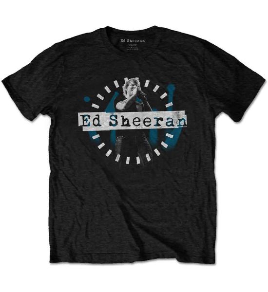 Ed Sheeran: Dashed Stage Photo - Black T-Shirt