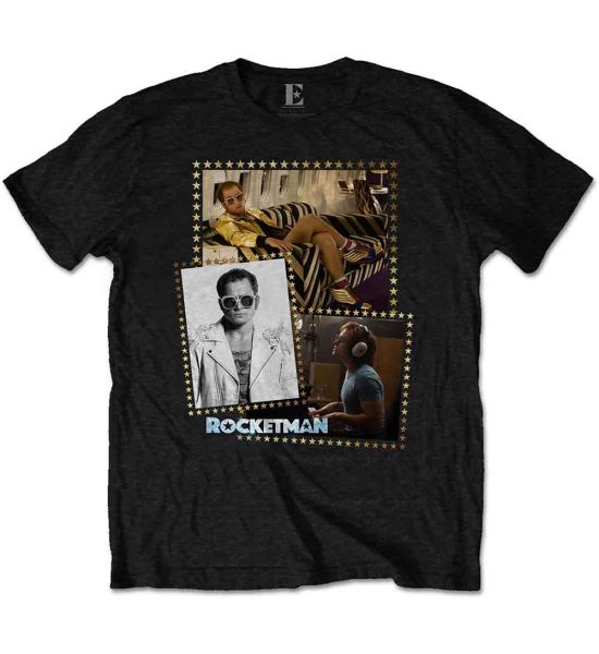 Elton John: Rocketman Montage - Black T-Shirt