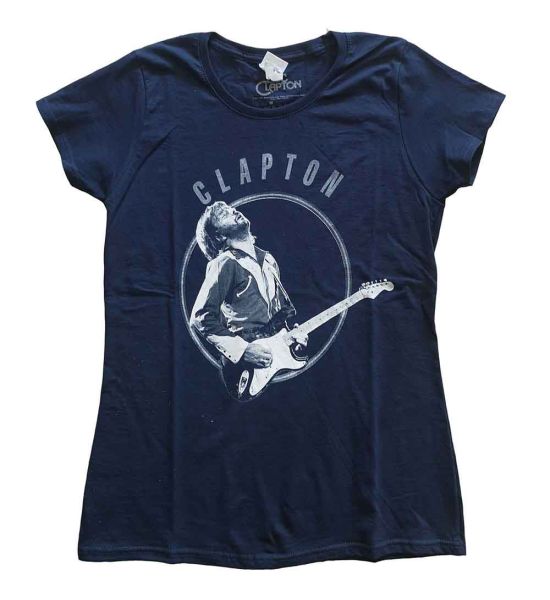 Eric Clapton: Vintage Photo - Ladies Navy Blue T-Shirt