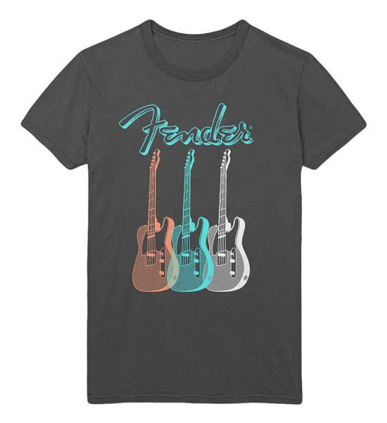 Fender: Triple Guitar - Charcoal Grey T-Shirt