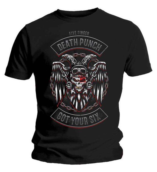 Five Finger Death Punch: Biker Badge - Black T-Shirt