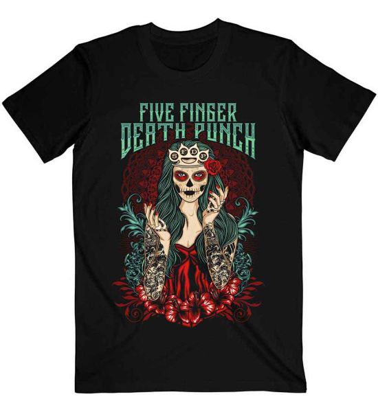 Five Finger Death Punch: Lady Muerta - Black T-Shirt