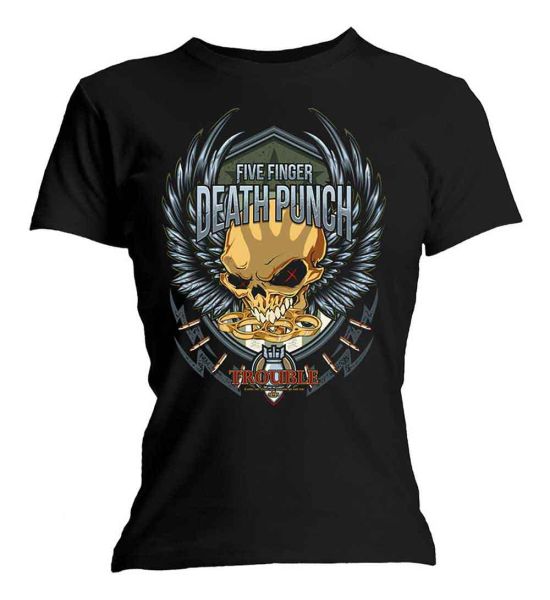 Five Finger Death Punch: Trouble - Ladies Black T-Shirt