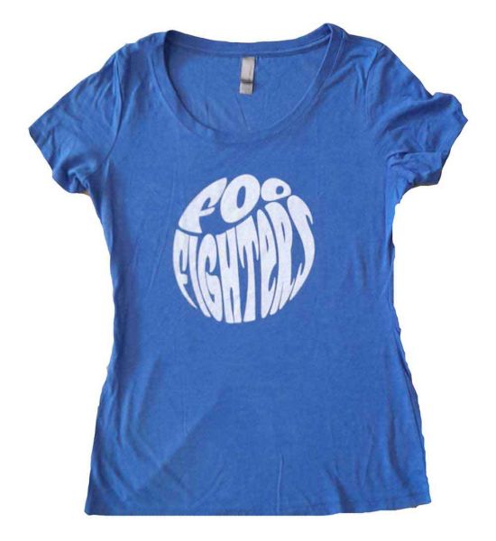 Foo Fighters: 70s Logo - Ladies Blue T-Shirt