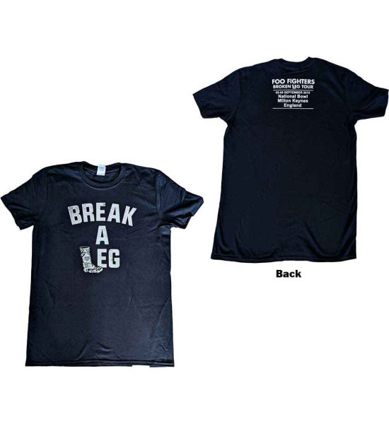 Foo Fighters: Break A Leg Milton Keynes (Back Print) - Black T-Shirt