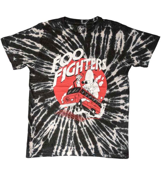 Foo Fighters: Speeding Bus (Dip Dye, Dye Wash) - Black T-Shirt