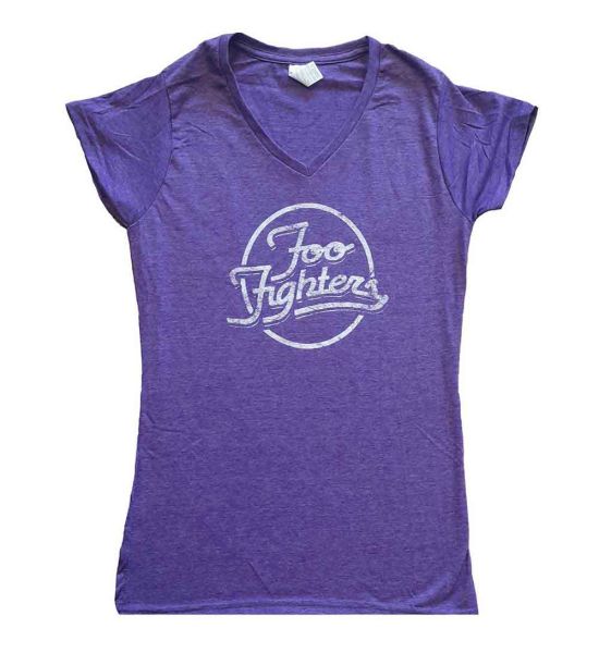 Foo Fighters: Text Logo - Ladies Purple T-Shirt