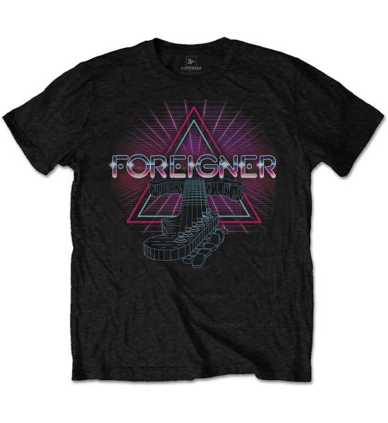 Foreigner: Neon Guitar - Black T-Shirt