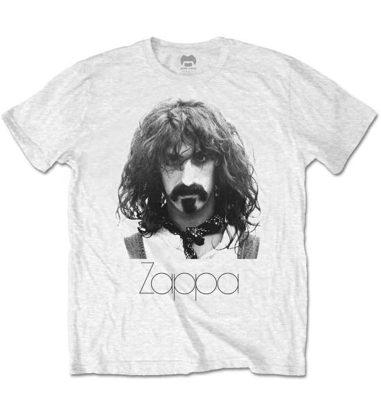 Frank Zappa: Thin Logo Portrait - White T-Shirt