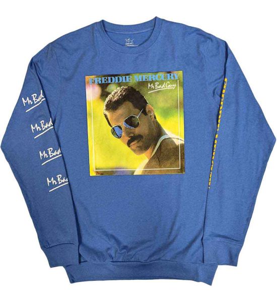 Freddie Mercury: Mr Bad Guy (Sleeve Print) - Blue Long Sleeve T-Shirt