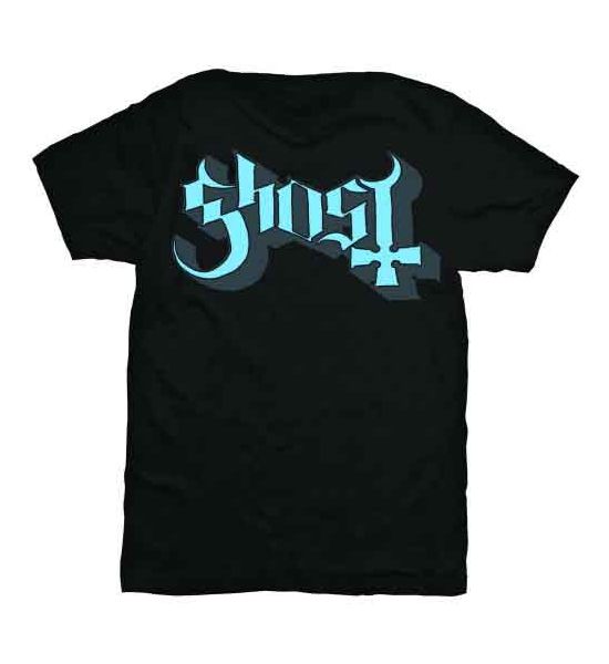 Ghost: Blue/Grey Keyline Logo - Black T-Shirt