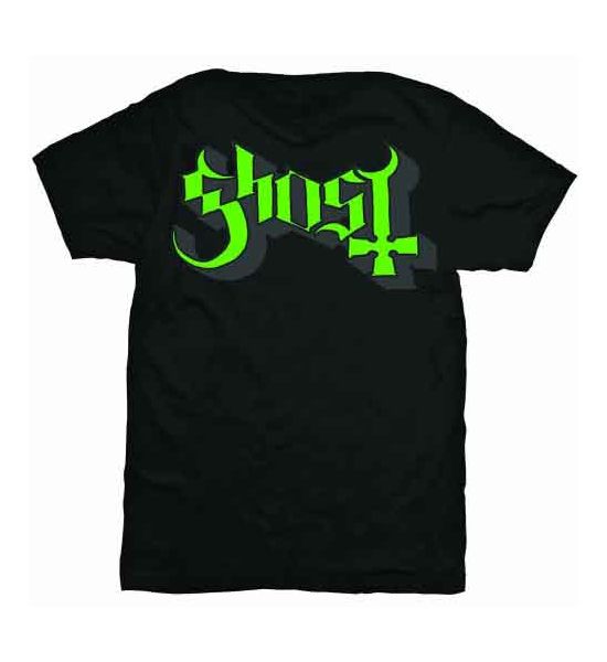 Ghost: Green/Grey Keyline Logo - Black T-Shirt