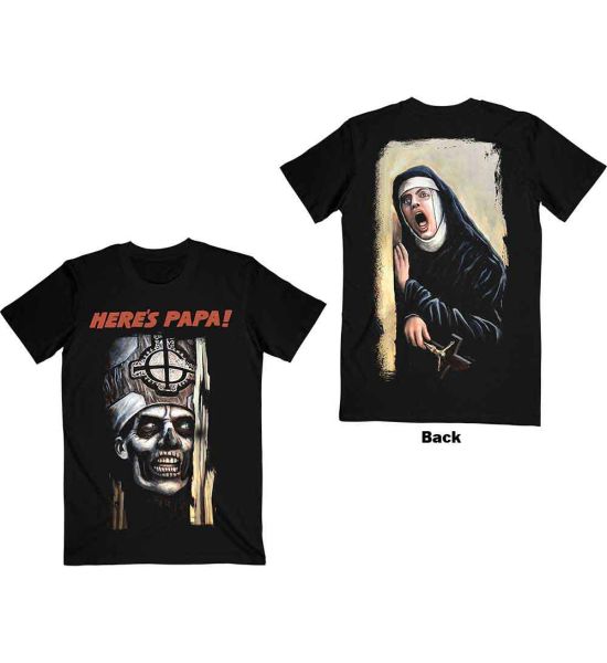 Ghost: Here's Papa (Back Print) - Black T-Shirt