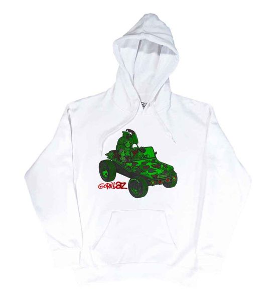 Gorillaz: Green Jeep - White Pullover Hoodie