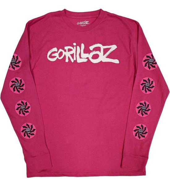 Gorillaz: Repeat Pazuzu (Sleeve Print) - Pink Long Sleeve T-Shirt