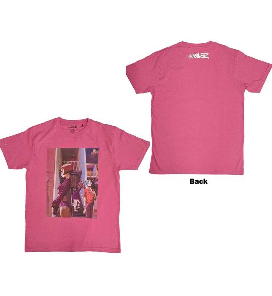 Gorillaz: The Static Channel (Back Print) - Pink T-Shirt