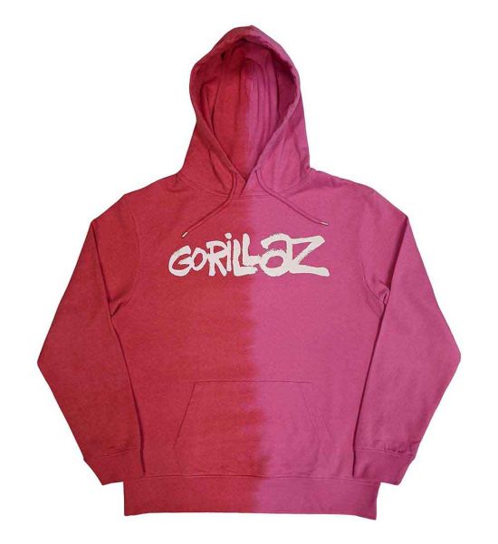 Gorillaz: Two-Tone Brush Logo (Dye Wash) - Red Pullover Hoodie