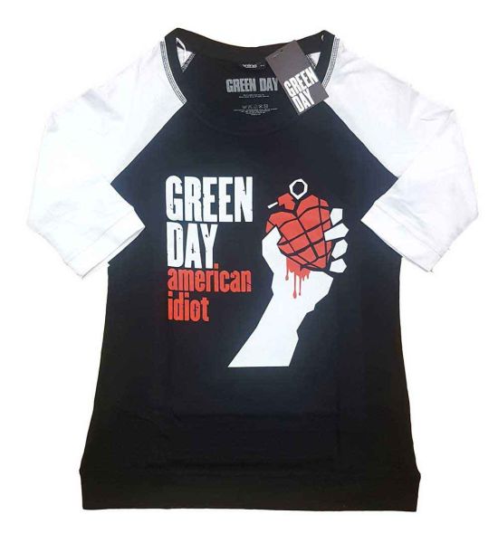 Green Day: American Idiot - Ladies Black & White T-Shirt