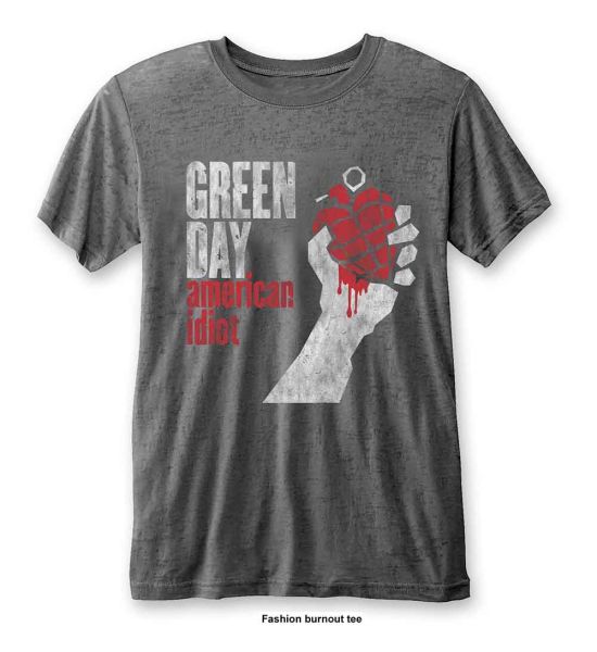 Green Day: American Idiot Vintage (Burnout) - Charcoal Grey T-Shirt