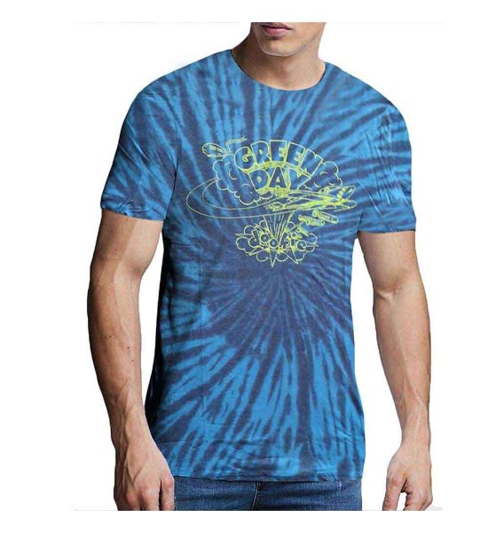 Green Day: Dookie Line Art (Dip Dye, Dye Wash) - Blue T-Shirt