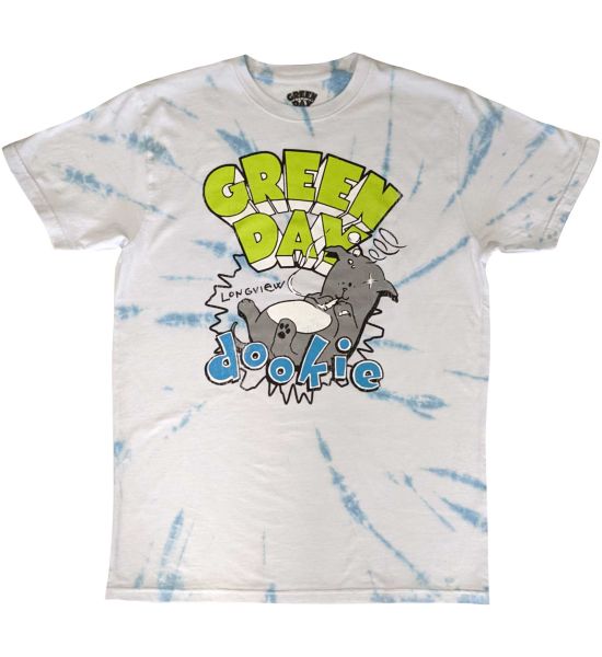 Green Day: Dookie Longview (Dye Wash) - White T-Shirt