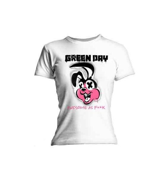 Green Day: Road Kill (Skinny Fit) - Ladies White T-Shirt