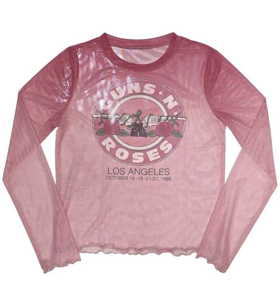 Guns N' Roses: Bullet Seal (Mesh, Sublimation Print) - Pink Ladies Long Sleeve T-Shirt