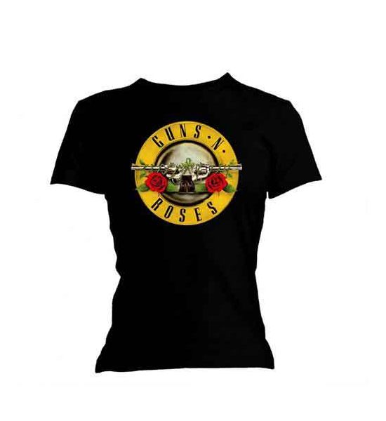 Guns N' Roses: Classic Bullet Logo (Skinny Fit) - Ladies Black T-Shirt