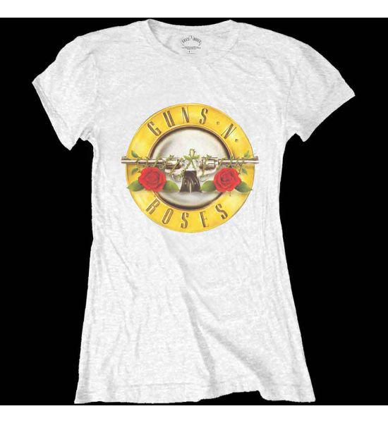 Guns N' Roses: Classic Bullet Logo (Skinny Fit) - Ladies White T-Shirt