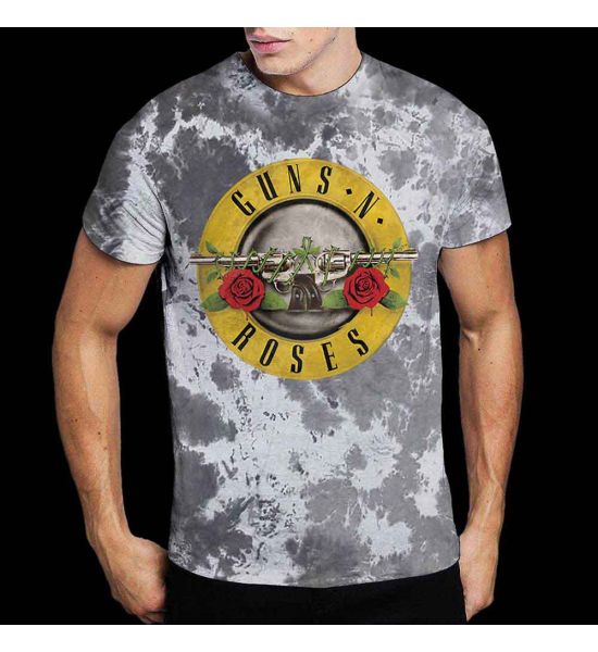 Guns N' Roses: Classic Logo (Dip Dye, Dye Wash) - Dip-dye On White T-Shirt