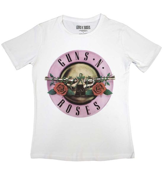 Guns N' Roses: Classic Logo - Ladies White T-Shirt