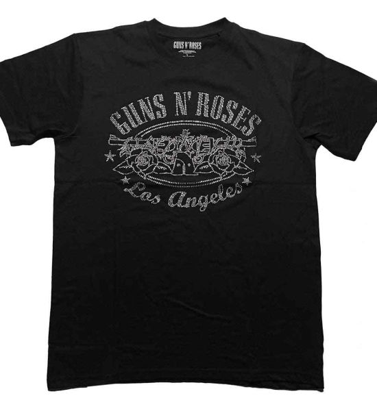 Guns N' Roses: LA Logo (Embellished) - Black T-Shirt