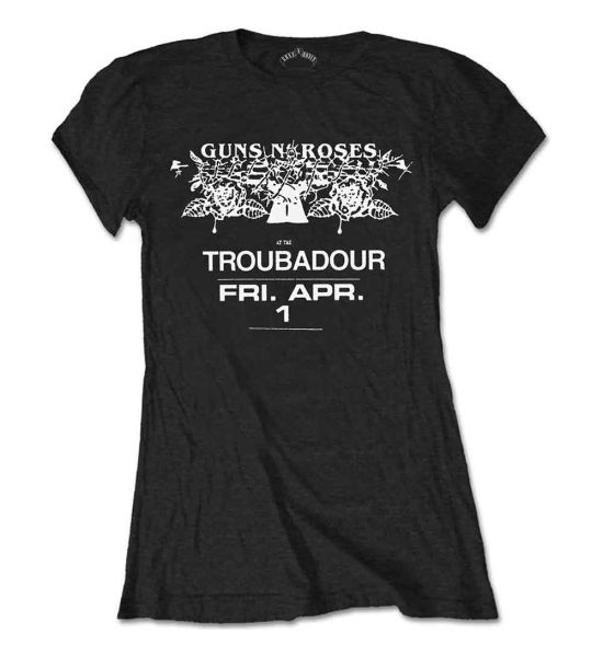 Guns N' Roses: Troubadour Flyer - Ladies Black T-Shirt