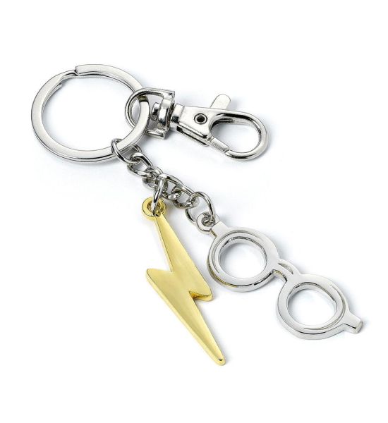 Harry Potter: Lightening Bolt & Glasses Keychain (silver plated) Preorder