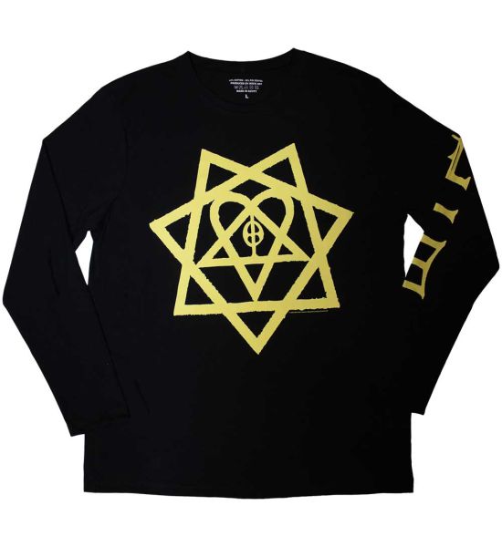 HIM: Heartagram Honeycomb (Sleeve Print) - Black Long Sleeve T-Shirt