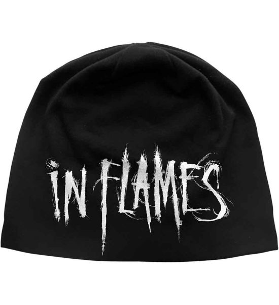 In Flames: Logo (Discharge Print) - Black Beanie Hat Preorder