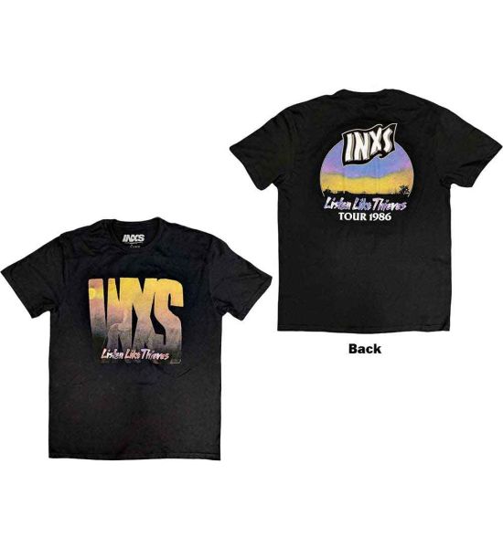 INXS: Listen Like Thieves Tour (Back Print) - Black T-Shirt