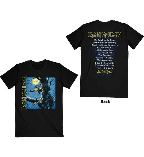 Iron Maiden: Fear of the Dark Album Tracklisting (Back Print) - Black T-Shirt