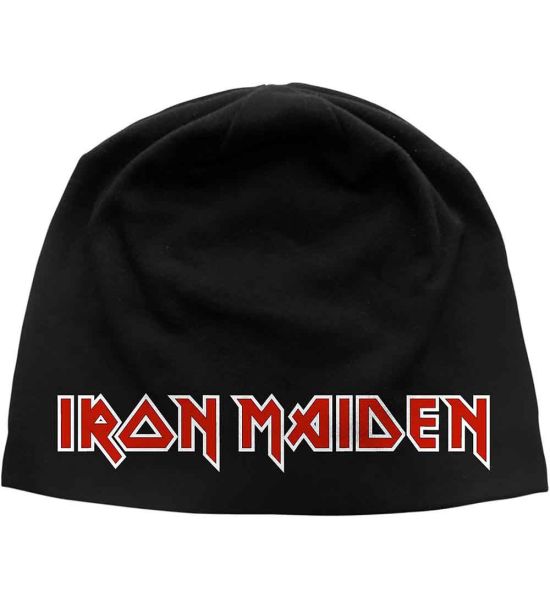 Iron Maiden: Logo (Discharge Print) - Black Beanie Hat Preorder