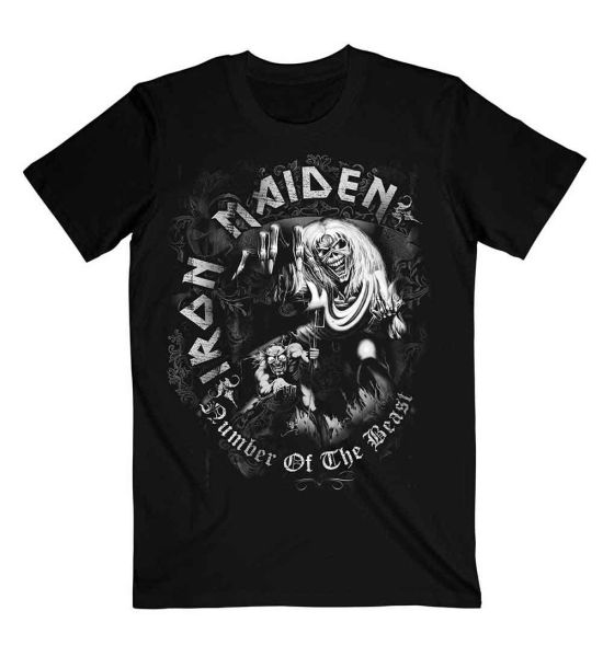 Iron Maiden: Number Of The Beast Grey Tone - Black T-Shirt